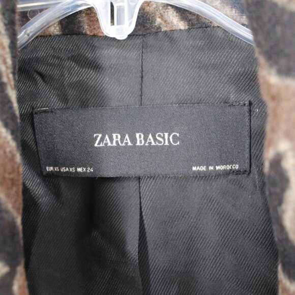 NWT Zara overcoat womens XS double breasted animal print straight cut coat - Picture 4 of 16